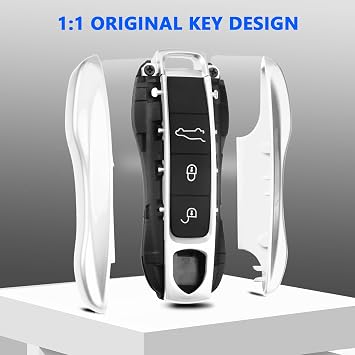 QBUC for Porsche Key Fob Cover, 3-Piece Painted Key Shell (White)