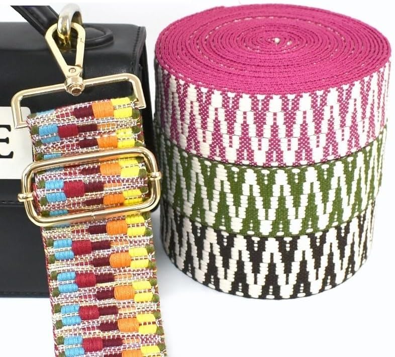Nylon Webbing Belt，Heavy Cotton Webbing， 2/5Y 38/50mm Ethnic Jacquard Webbing Polyester Ribbon Tape Bags Strap Trims Clothes Belt Decoration Lace Band DIY Sewing Bias Webbing Strap