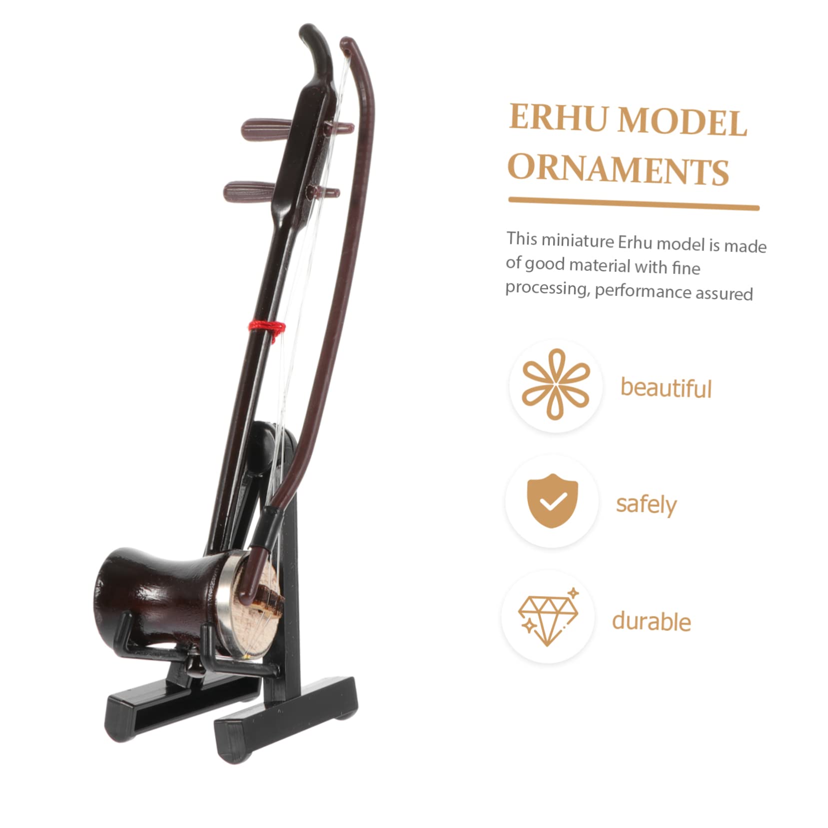 Garneck Figura de Erhu Miniatura de Madera, Adorno Realista y Elegante para Embellecimiento del Hogar, Juego de 1 Set Adecuado para Colección