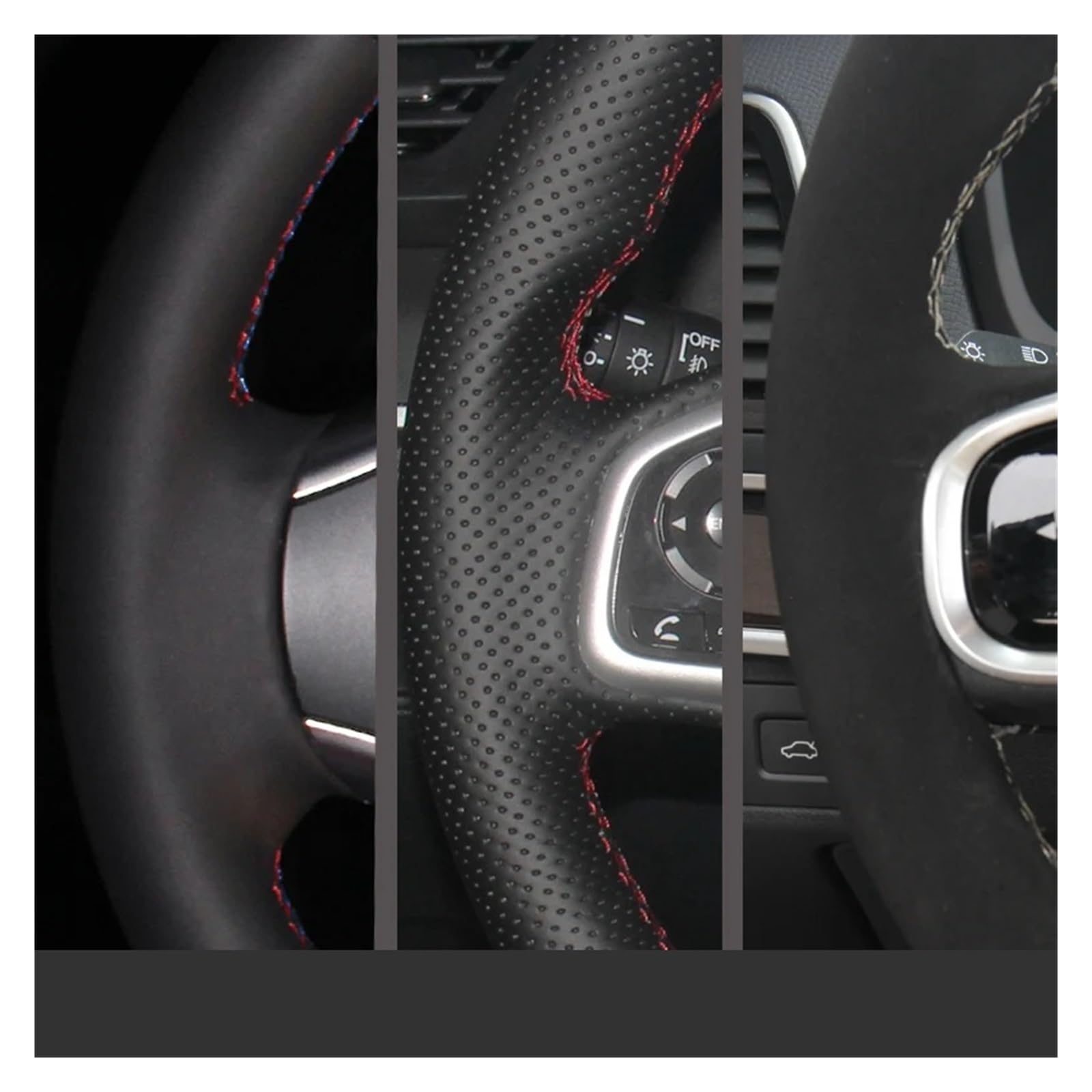 Lenkradbezug Für Toyota Für Land Für Cruiser Für Prado 2010-2017 Handgenähte rutschfeste Schwarze Echtleder Lenkradabdeckung Mit Pfirsichholzmaserung Lenkrad Schutzhülle(Style 5)