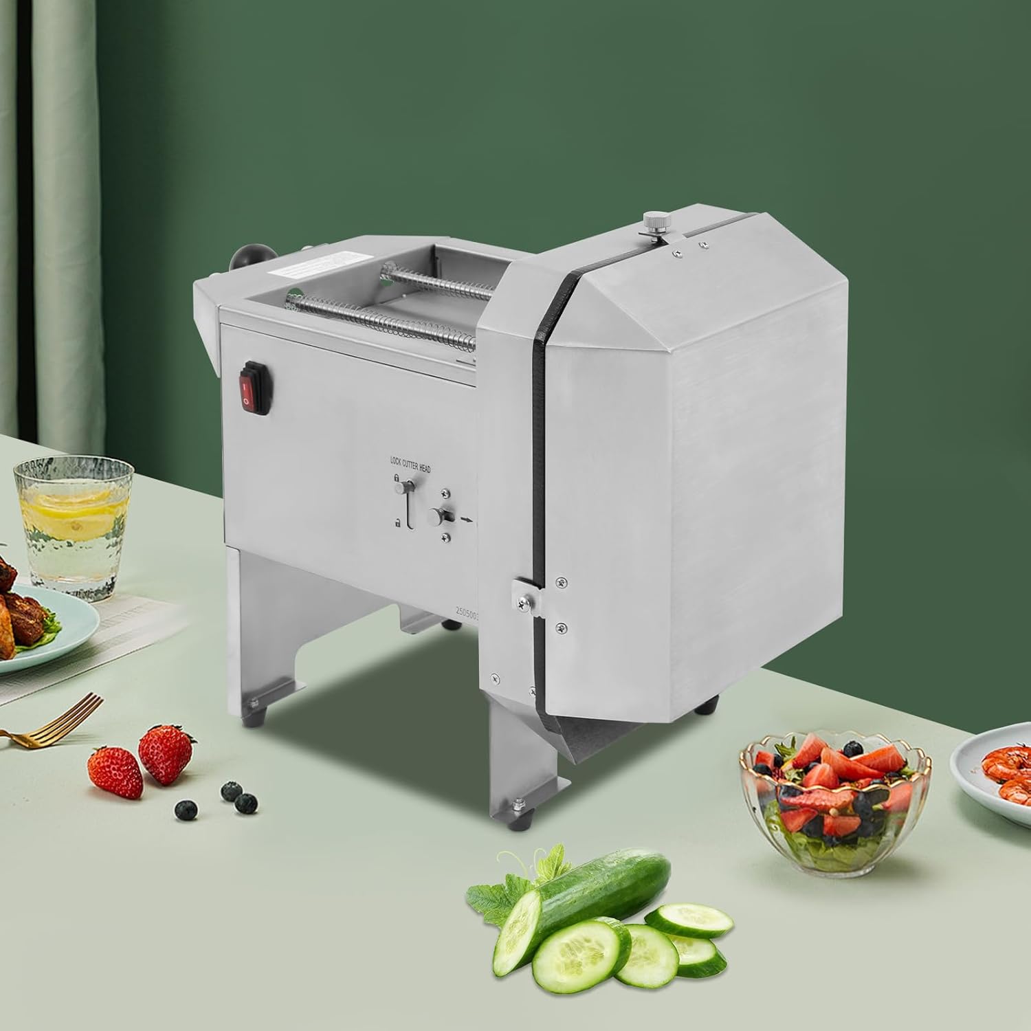 Electric Vegetable Slicer,Banana Slicing Machine,0-0.35in Thickness Adjustable Commercial Slicer Machine,Stainless Steel Food Cutter Slicing Machine