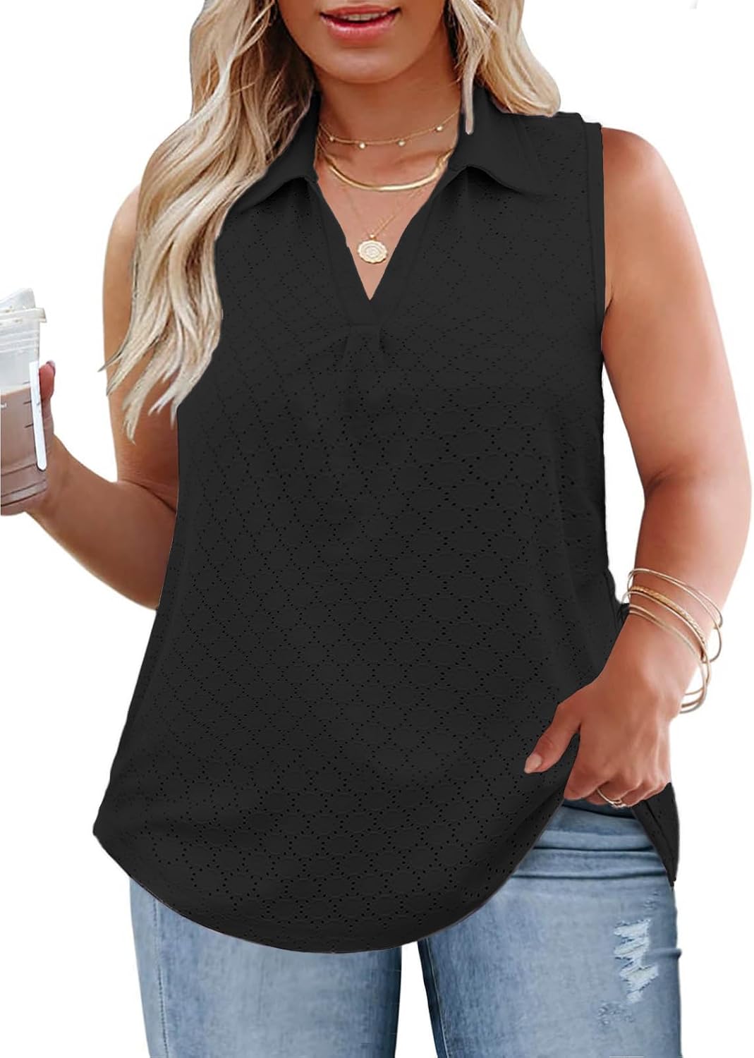 VISLILY Plus Size Henley Shirt For Women – Flowy Summer Tunic With Pleated Detail & Buttons (Green, Size 20 Plus) - View #6