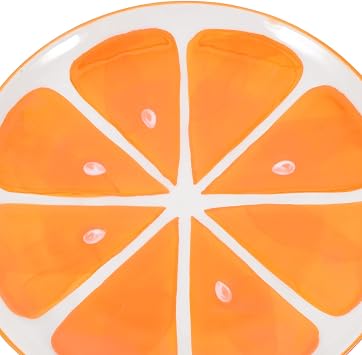 Orange Ceramic Fruit Pattern Plate for Dining and Serving