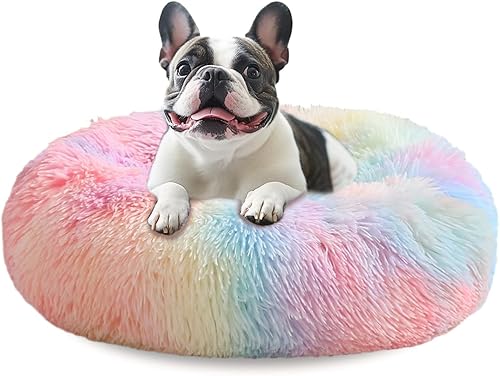 Miniatura 36 de JOLLYVOGUE Cama Calmante para Perros Pequeños - Cama para Perros Pequeños Lavable en Forma de Dona de 23 Pulgadas para Gatitos y Cachorros, Camas