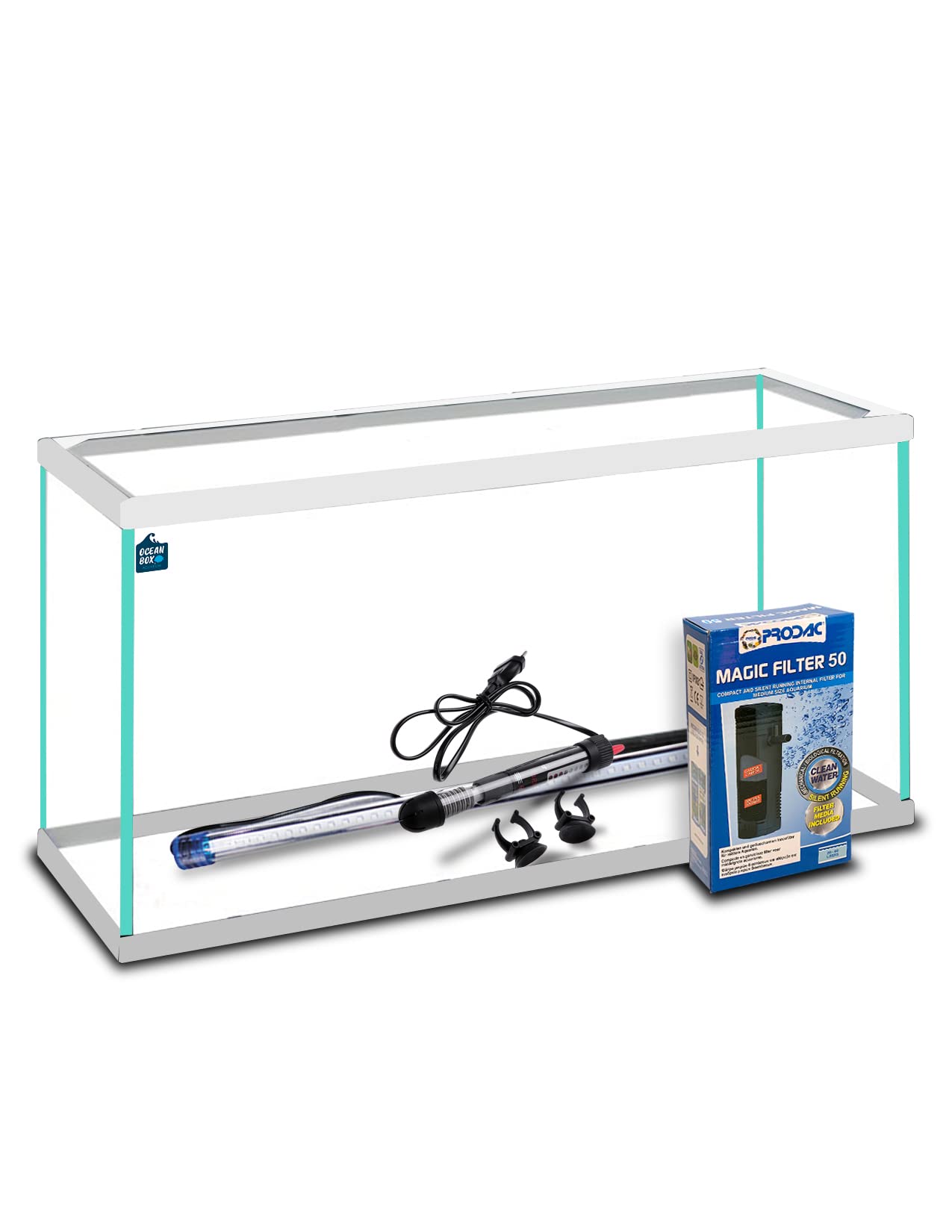Acuario Cristal con Marco Blanco 38 L. Kit Completo (P.50)
