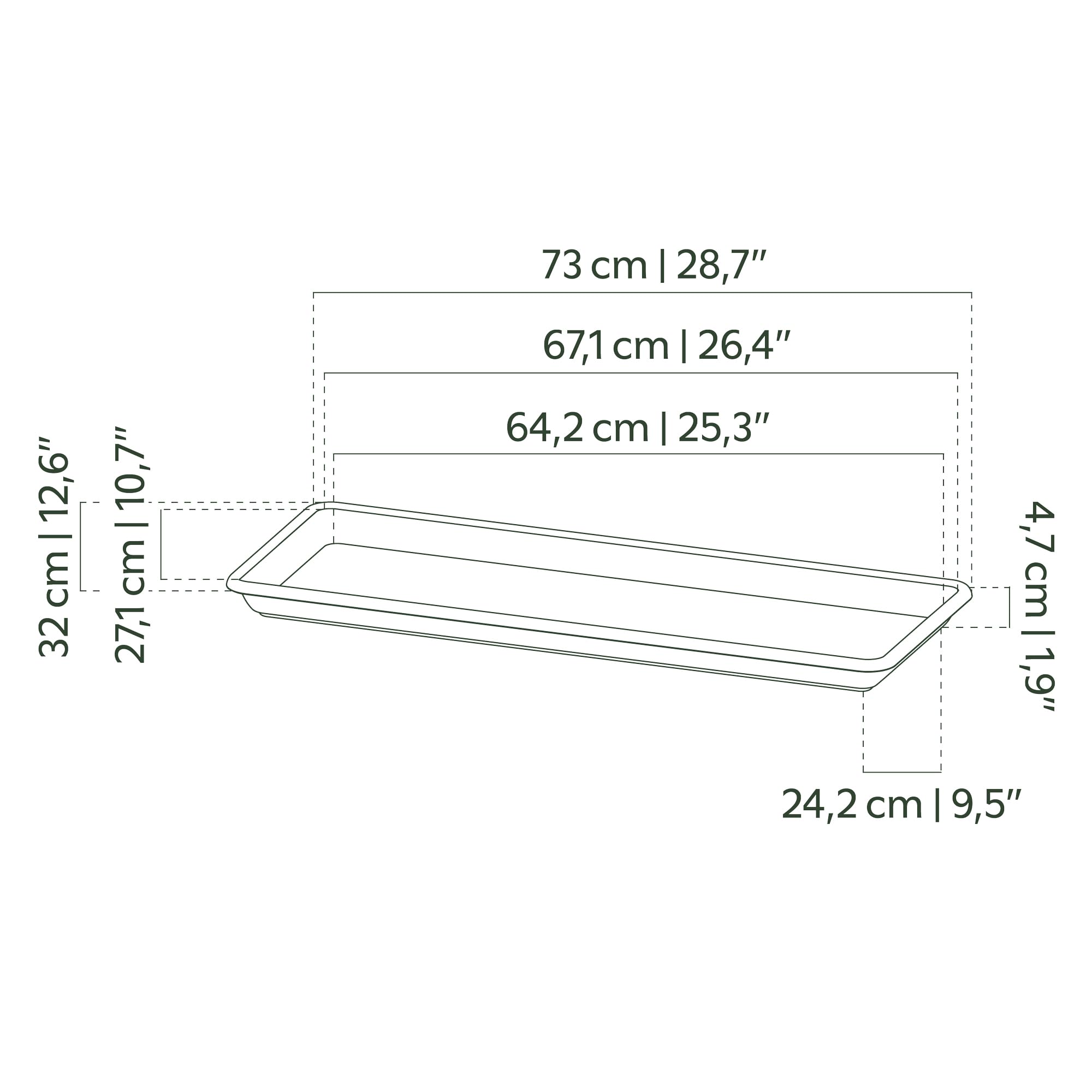 VENEZIA RECTANGULAR SAUCER BRONZE, XL 80cm, 80 cm - Image 2