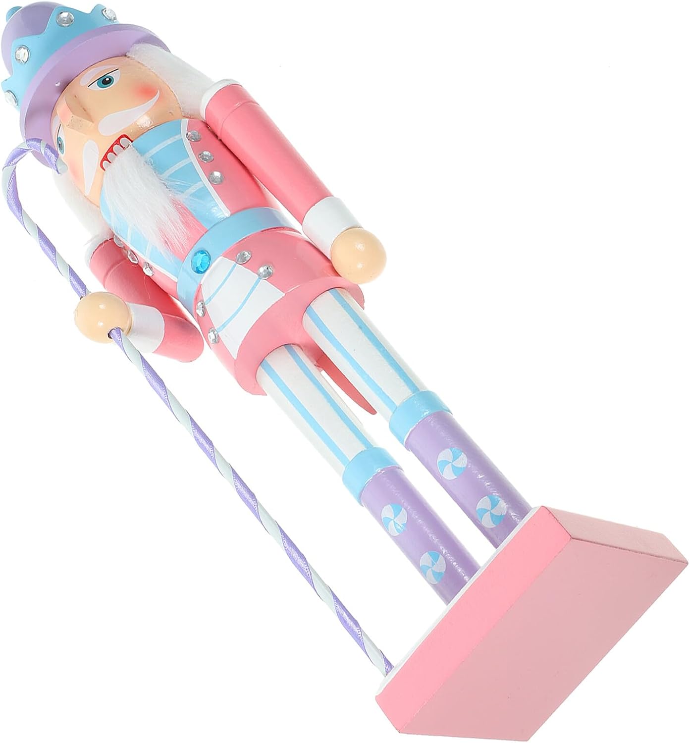 Christmas Nutcracker Figurine 38cm Pink Wooden Xmas Nutcracker Soldier Decoration for Holiday Table and Home Seasonal Decor