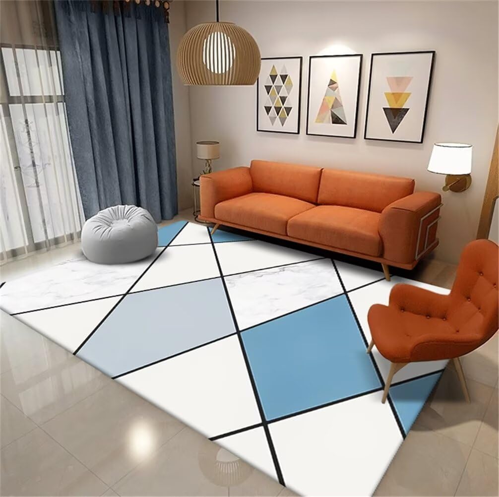 Tapis pour enfant facile à nettoyer tapis de chambre bleu gris 80x150cm