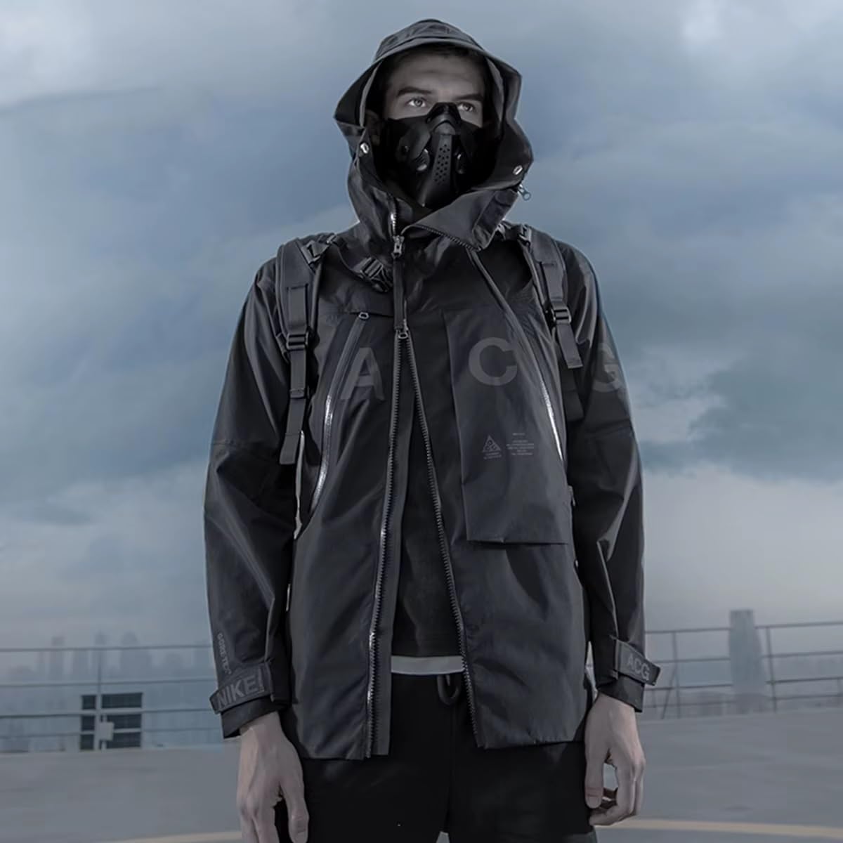 Maschera antipolvere tattica for ciclismo all'aperto, anti-appannamento, for wargame, CS, paintball, maschera protettiva a mezza faccia, caccia, tiro, cosplay