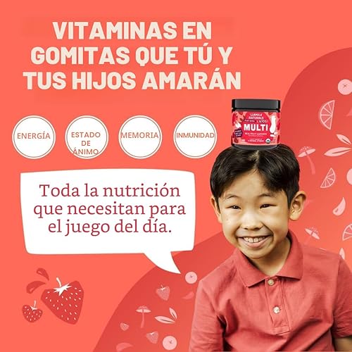 Miniatura 4 de Llama Naturals - Vitaminas en gomitas de fruta real para niños, sin caña de azúcar añadida, betacarotenos, multivitamínico de alimentos integrales