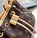 Designer Monogram Bucket Bag, Canvas with Gold Hardware, Drawstring Crossbody Purse, Leather Trim (Khaki Coffee color)