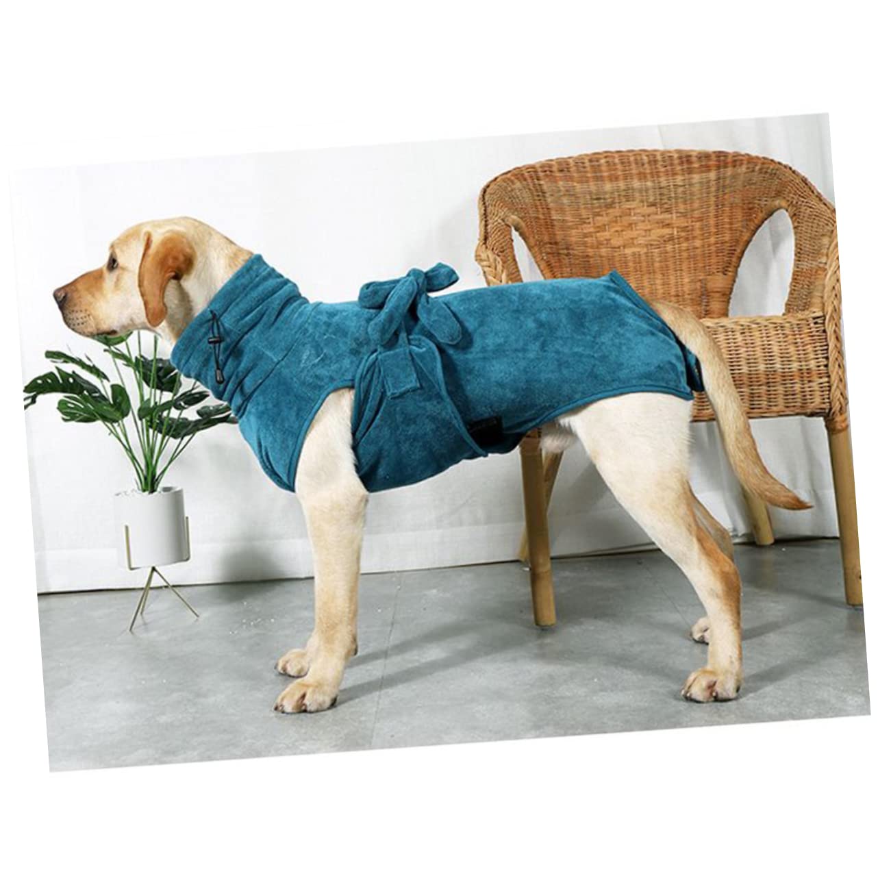Hundebademantel für Hundewelpen, Hoch Saugfähig, Schnelltrocknend | Nylon Polyester, Grün, Taillengürtel Verstellbar, Größen 2-4kg bis 10-15kg