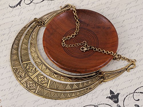 Alilang Vintage Egyptian Crescent Moon Shaped Bib Adjustable Statement Necklace2