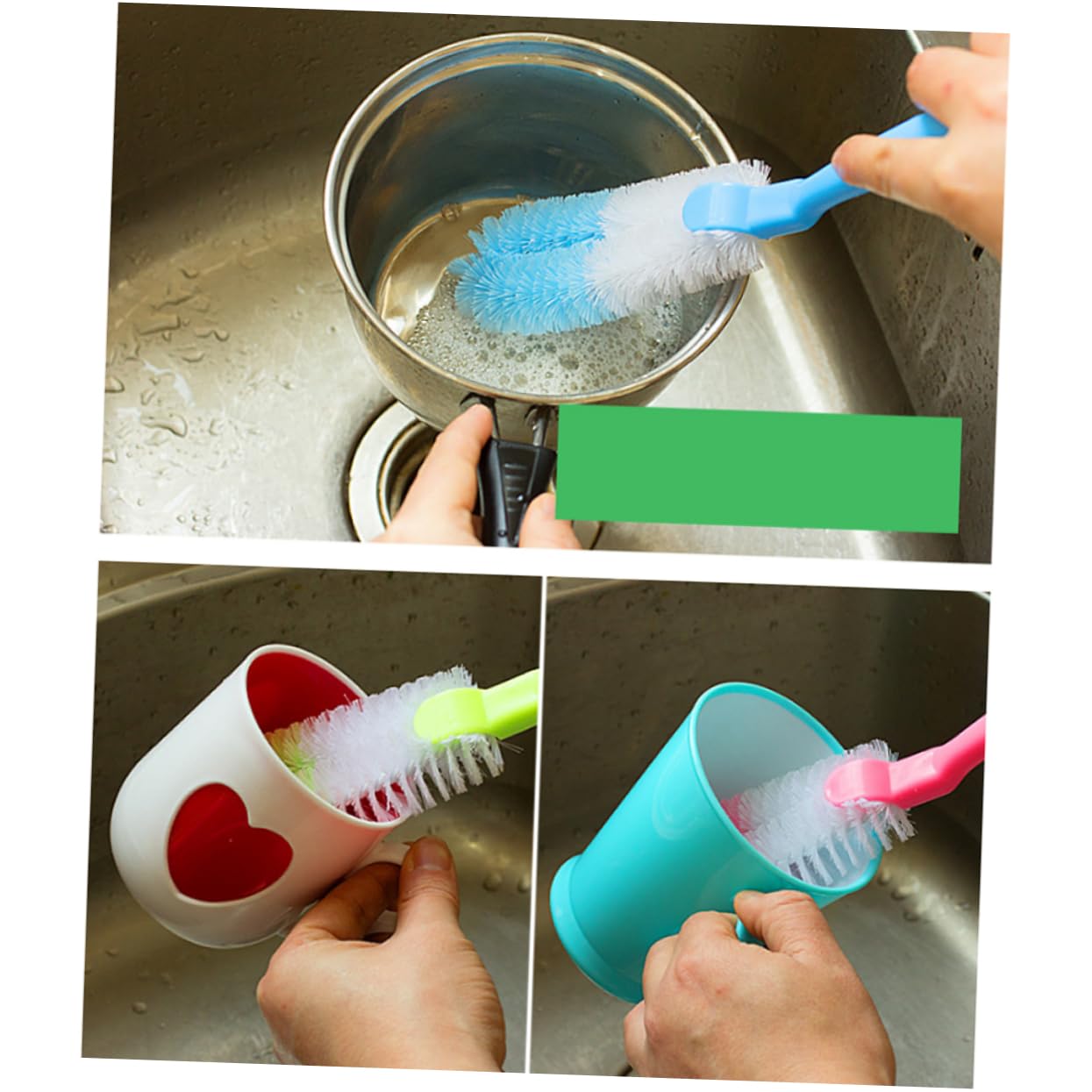 Mobestech Flexible Bottle Cleaning Brush Nylon Bristles for Water Bottles Cups Tumblers and Wine Glasses Non-toxic Plastic Design Random Color - Image 3