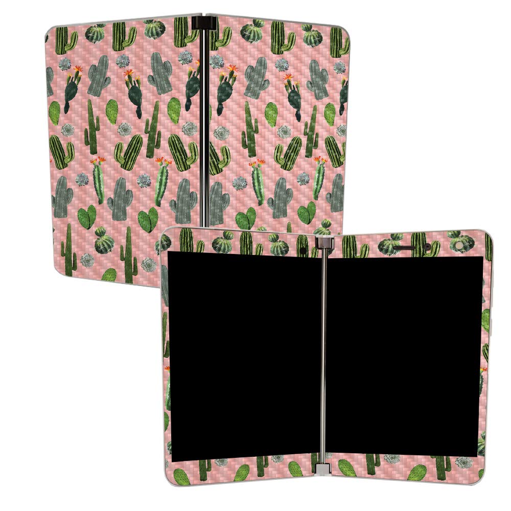 MightySkins Carbon Fiber Skin for Microsoft Surface Duo - Cactus Garden | Protective, Durable Textured Carbon Fiber Finish | Easy to Apply | Made in The USA