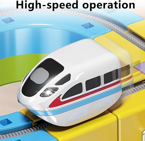Miniatura 4 de Cubo de riel magnético monorraíl mágico pistas tren tren klick riel eléctrico con carriles cúbicos y señales flexibles carreras 3D pistas