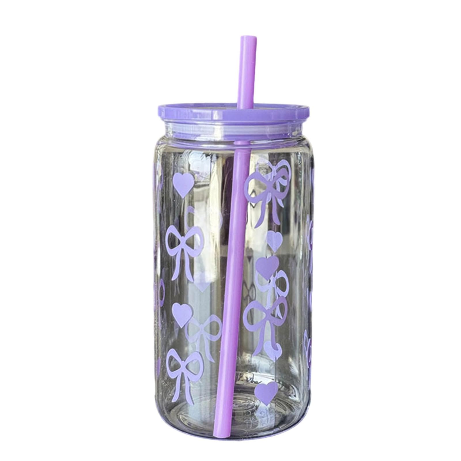HZBB 16oz Cup Container Bownot with Straw Daily Travel Outdoor Drinking Cups Novelty Drinking Cup
