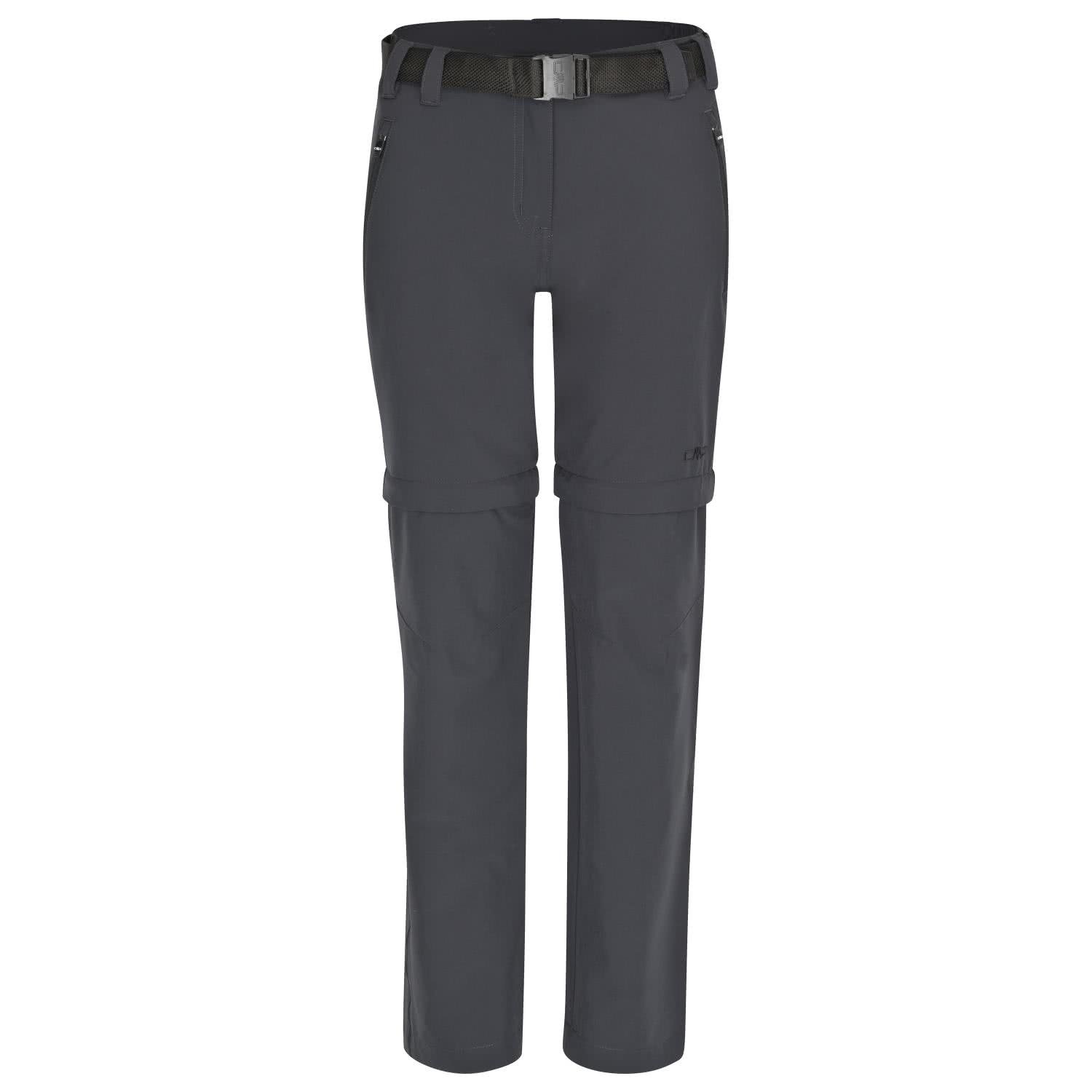 CMP Pantaloni Zip off Elasticizzati da Donna Comfort Fit, Antracite, C20