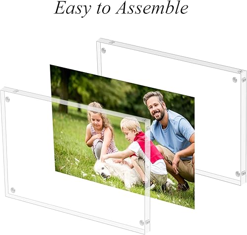 Miniatura 3 de PITBVO Marco de fotos acrílico, marcos de fotos transparentes de 4 x 6 pulgadas, pantalla magnética de doble cara, soporte flotante de escritorio