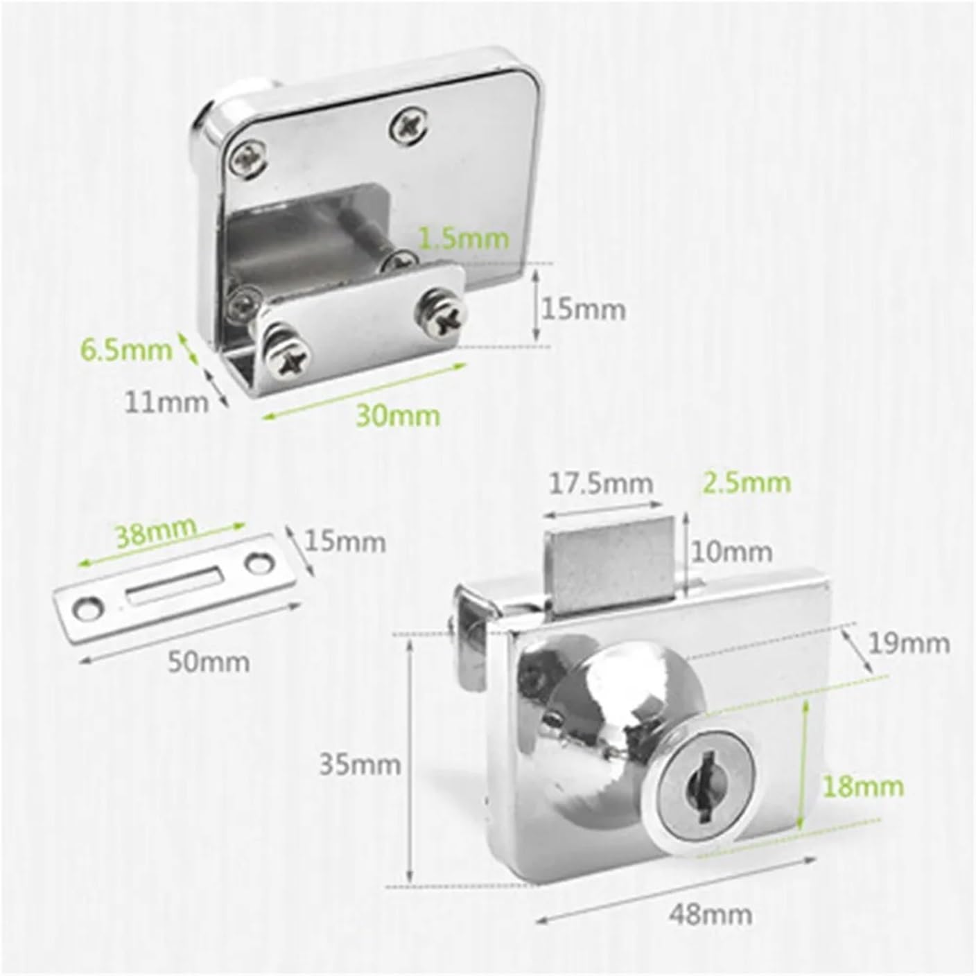 Security Cam Lock Cabinet Locks 2 Sets with Keys for 5-8mm Sliding Glass Doors Multicolor(Color7)
