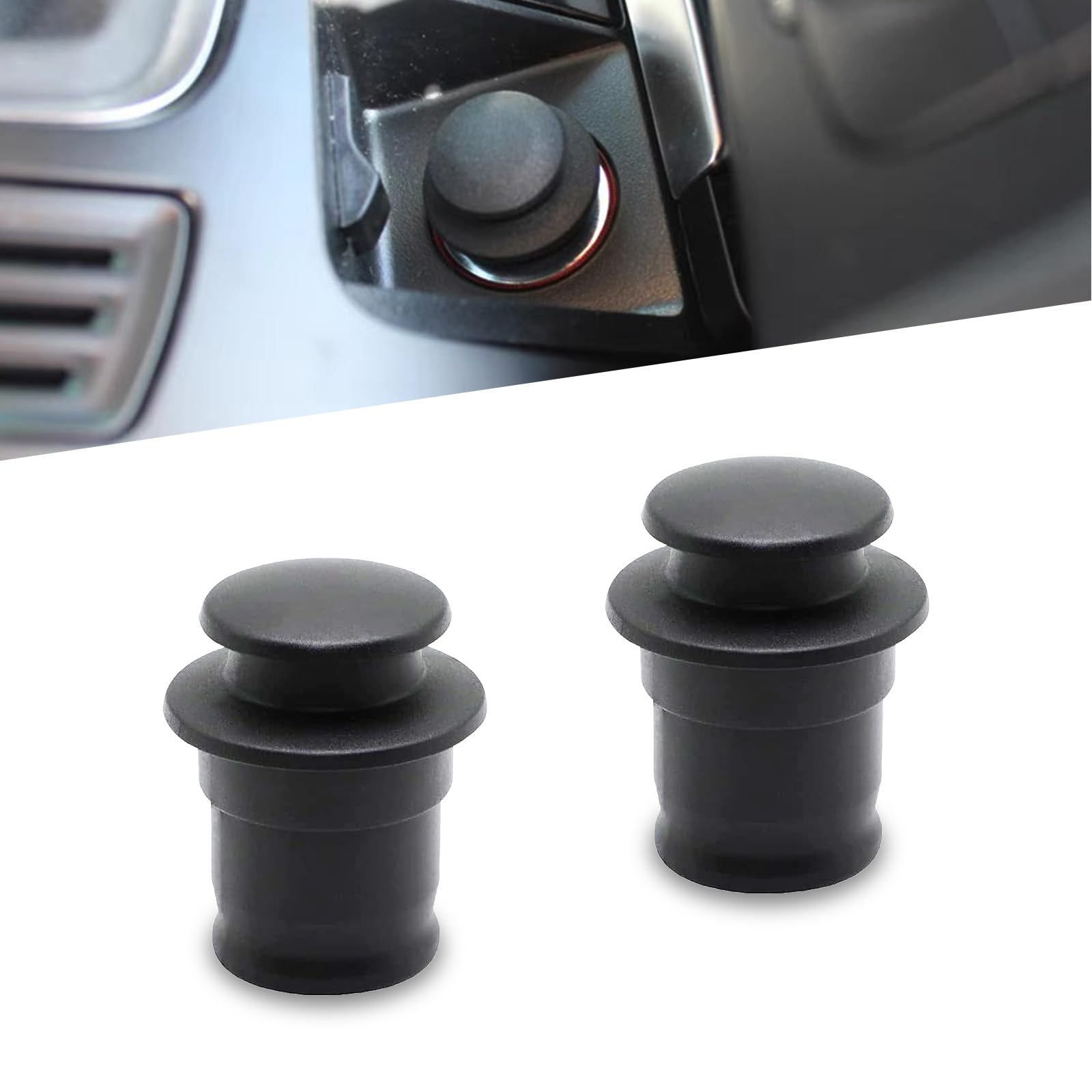 2 PCS Car Cigarette Lighter Dust Cover, 0.78" Insert Diameter Waterproof Tightly Sealed Plug Decorative, Car Power Port Plug Cover, Universal for Most Cars Interior Accessories (Black)