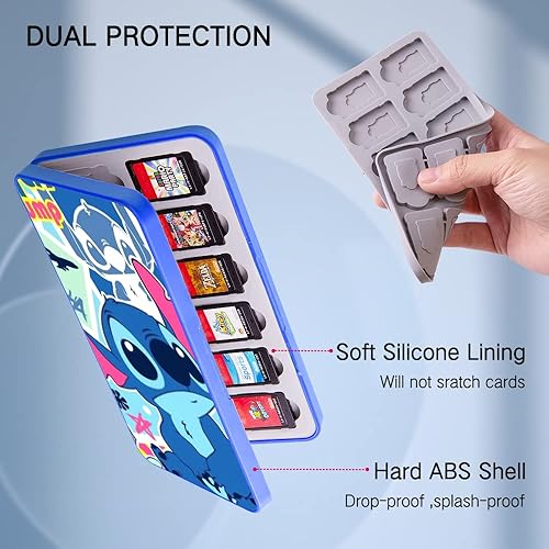Miniatura 5 de PERFECTSIGHT Cute Game Card Case for Nintendo SwitchSwitch LiteOLED, 24 Game Holder Cartridge Case for Game Cards and 24 SD Cards, Kawaii Portable