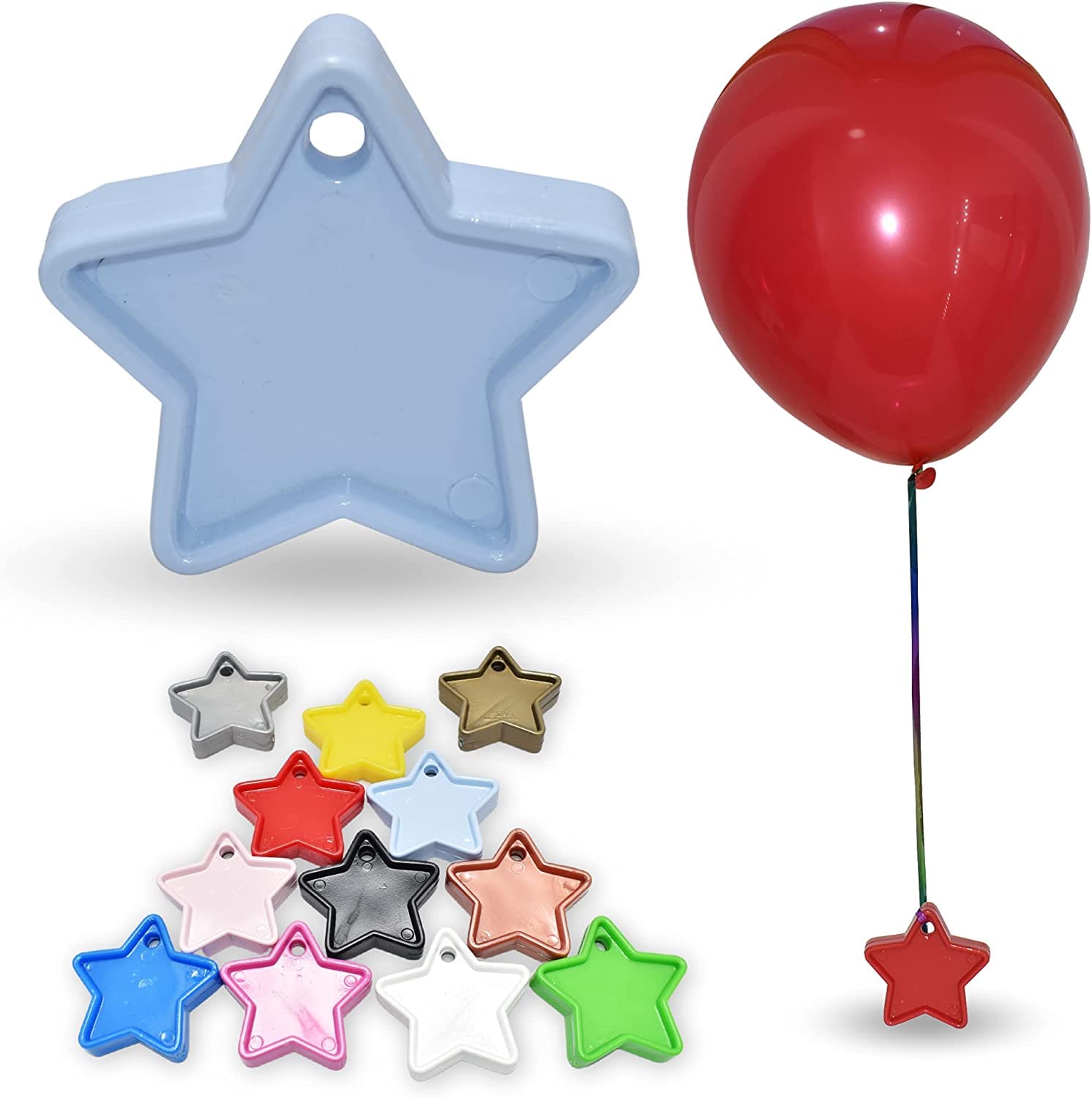 Pannu Design Heavy Duty Star Shape Weights For Helium Balloons Multi Colour Weights Balloons Pack of 5, 10 & 25 For Birthday Party Decoration, Baby Shower Balloon (Light Blue, Pack of 10)
