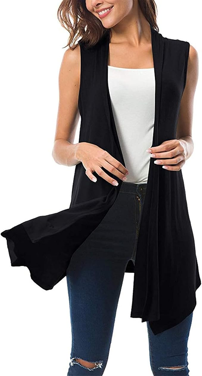 IQYU Women's Sleeveless Open Front Long Vest Cardigan Waterfall Jacket Coat  Tops Cardigan Women's Long Sleeveless Cardigan Open Vest Maxi Waterfall  Jacket Coat for Autumn Summer : Amazon.de: Fashion