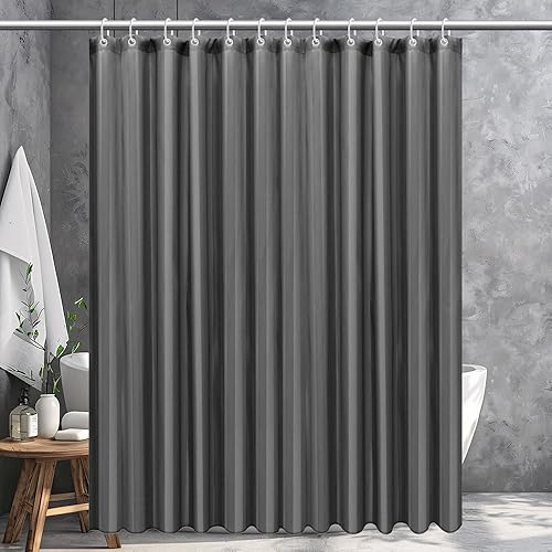 Miniatura 9 de Cortina de ducha de tela blanca con imanes, cortina de baño resistente e impermeable de 85 GSM, 12 ojales de metal reforzados (72 x 72 pulgadas)
