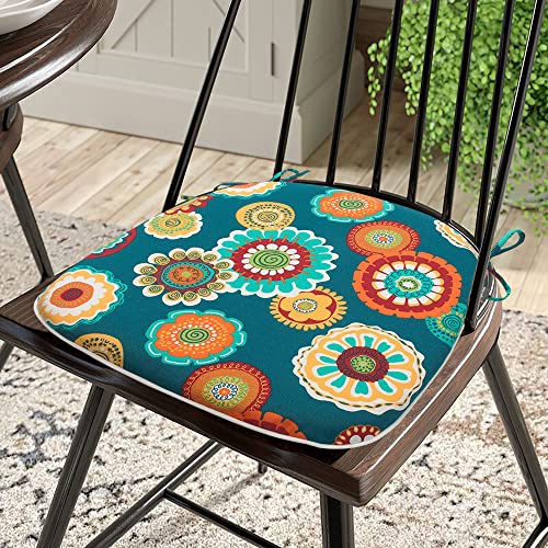 Magpie Fabrics Outdoor/Indoor 17"X16"X2" Chair Cushions With Ties Set Of 2, Waterproof All Weather U-Shape Seat Pads Decoration For Patio Garden Furniture Home Office (Heronsbill Turquoise Green) #TOP1