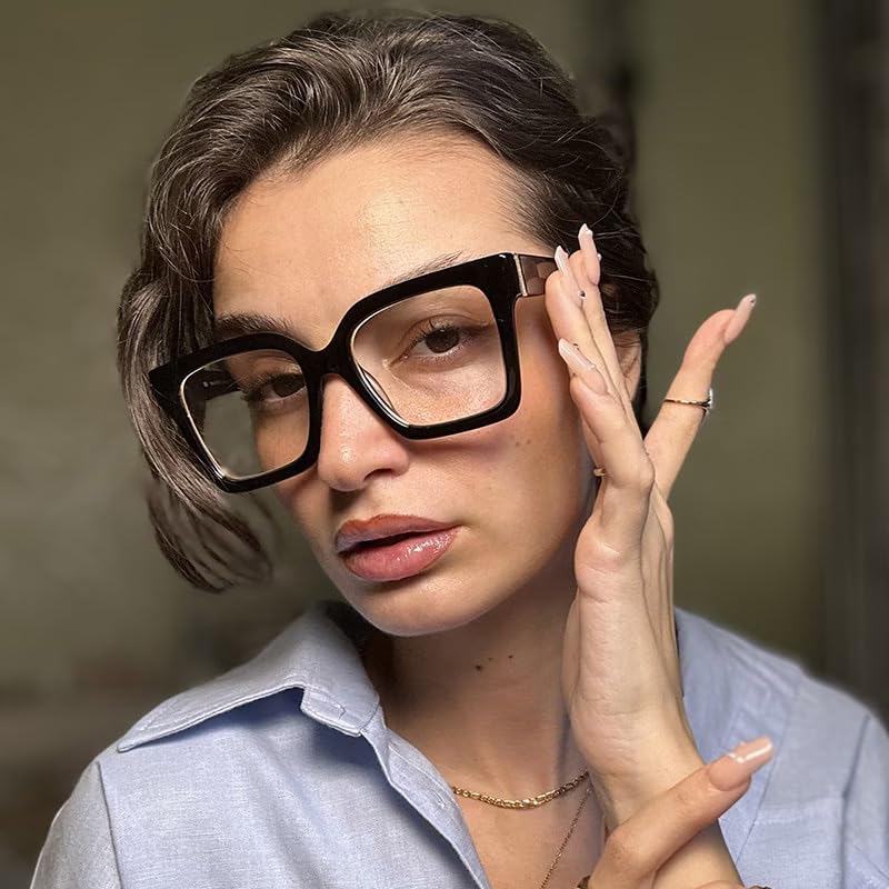 Image of VOOGLAM Square Blue Light Glasses for Women Men Anti Eyestrain Dry Eyes Computer Phone TV Eyewear Ibrahim