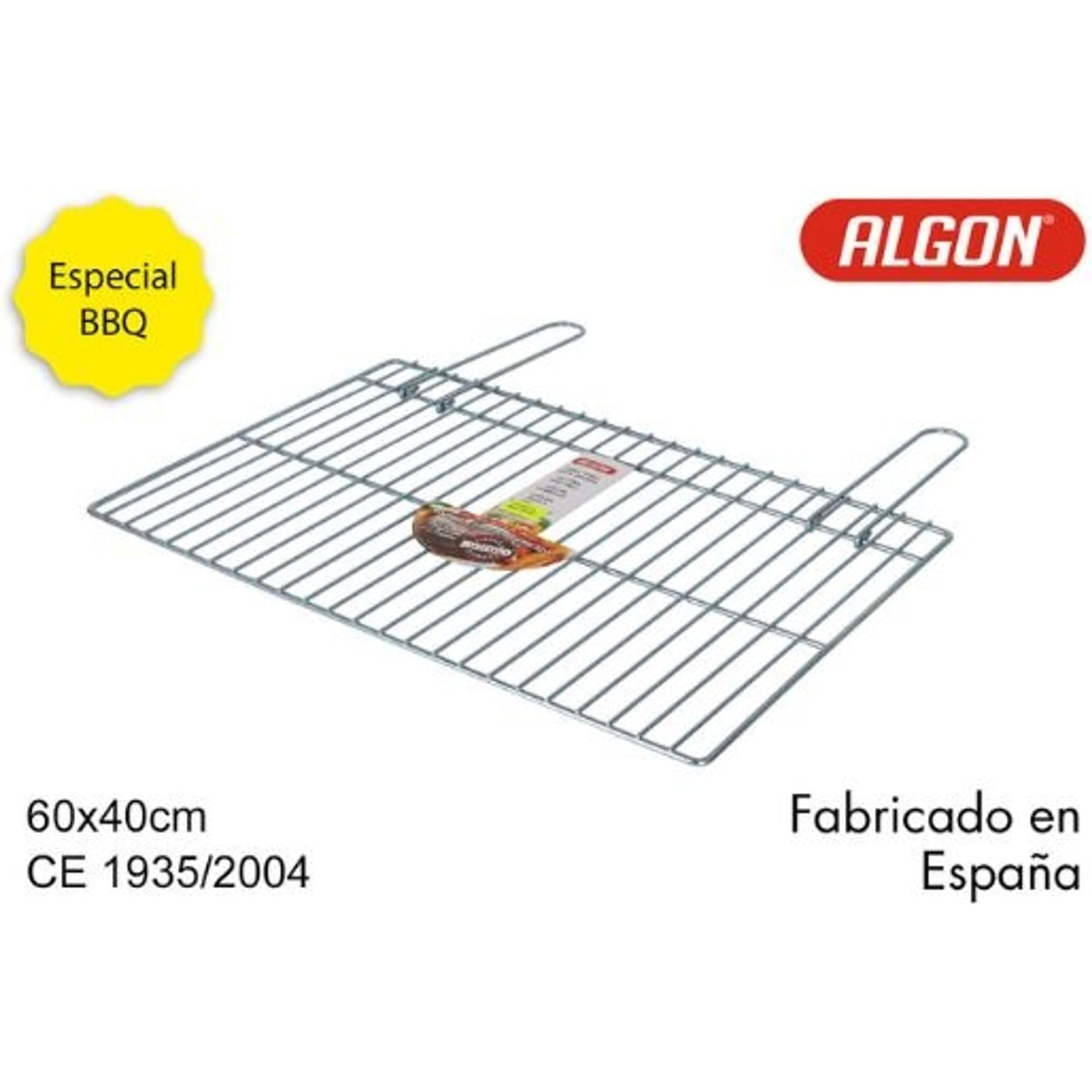 ALGON Parrilla Barbacoa 60x40cm Zincada, Rejilla de Acero para BBQ Carbón, Ideal para Barbacoa Portátil sin Humo, Accesorios Barbacoa y Grill Barbecue