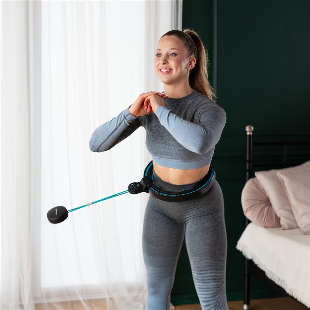 HMS HHM17 Smart Hula Hoop mit Gewicht & Digitalem Zähler – Verstellbarer Fitness Reifen 71–106 cm Taille, Magnetische Massagepunkte, USB-C Display, Schwerkraftball, Home Workout