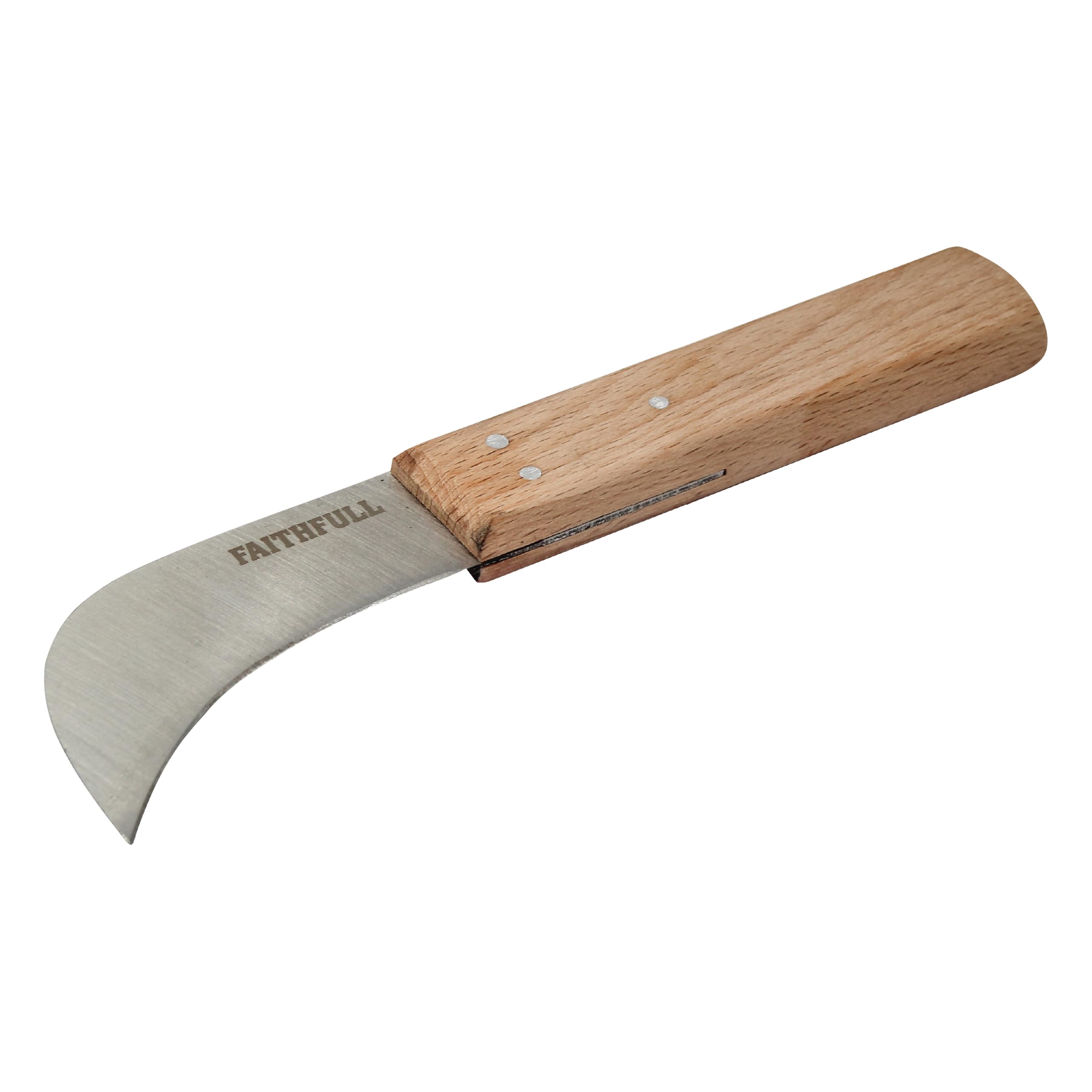 Faithfull Lino Knife 75mm (3in) – Curved Blade Knife with FSC® Beech Wood Handle & Stainless Steel Blade for Linoleum, Vinyl, Carpet & Precision Cutting