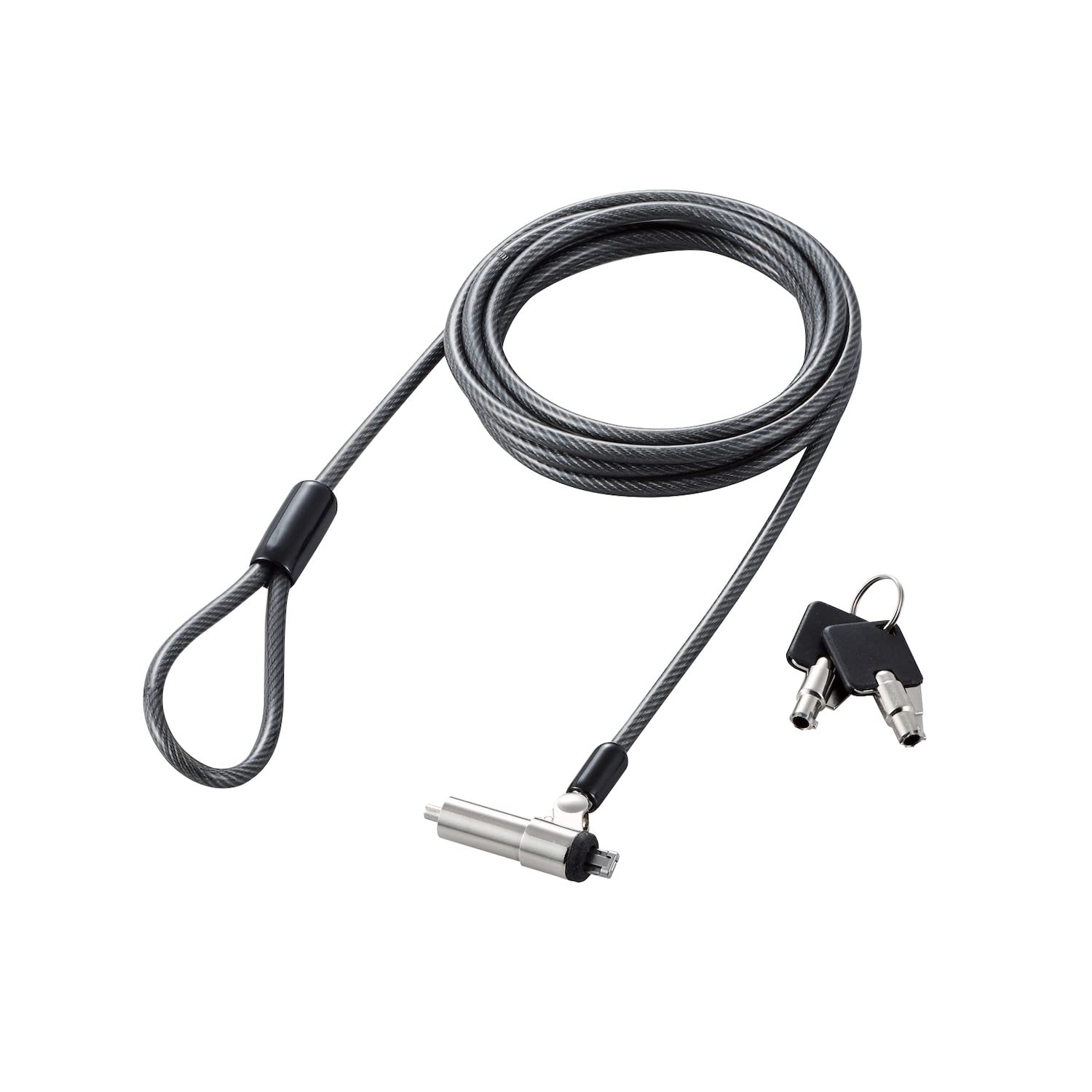 Elecom ESL-7N Security Wire, Ultra-Small Cylinder Lock, 90° Oscillation, 360° Head Rotation