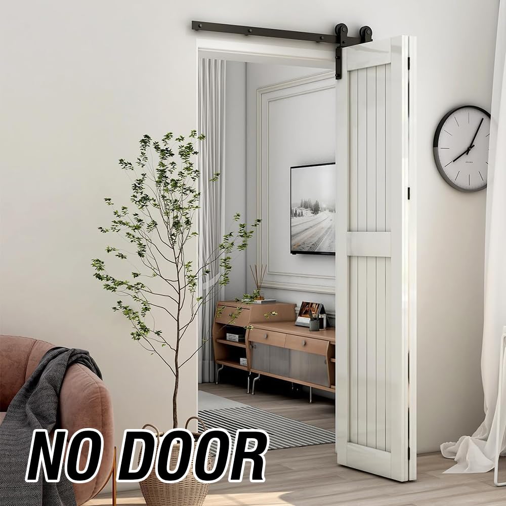 Bi-Folding Sliding Barn Door Hardware Kit – 4 Doors, 52" Track, J-Shape Hanger (No Door Panels)
