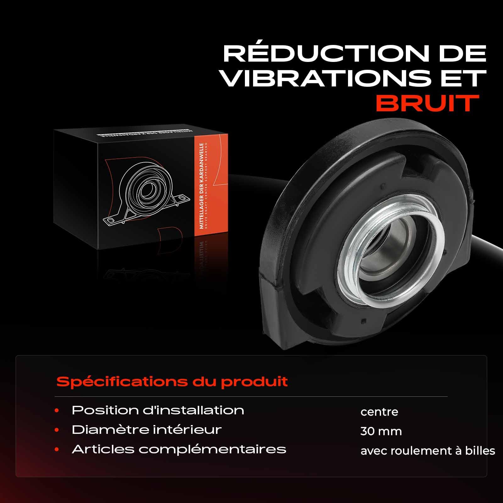 Frankberg Palier central d'arbre de transmission Avec roulement à billes Compatible avec Pick-up D21 2.4L 1985-1998 Pick-up D22 2.4L 1998-2005 Remplacer# 3752132G25