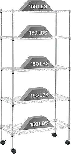 Miniatura 1 de Dkelincs Estantería de alambre de 30 pulgadas de largo x 14 pulgadas de ancho x 60 pulgadas de alto, estantes de almacenamiento de metal NSF de 5