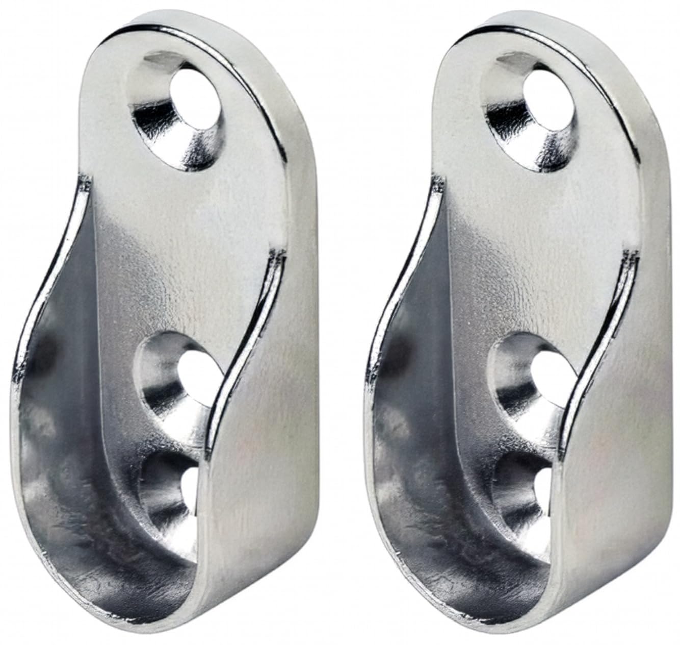 Merriway Chrome Bh00856 Wardrobe Rod Socket Cp Oval 16Mm X 32Mm -4 Pcs