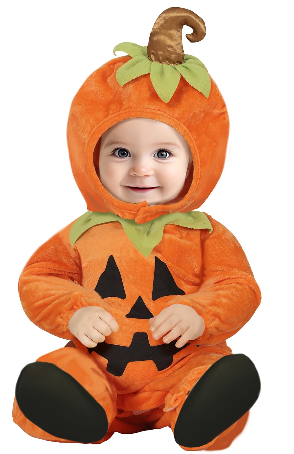 FIESTAS GUIRCA Charming Pumpkin Baby Fancy Dress Costume, Toddler Costume Including Comfy Orange Pumpkin Onesie with Hoodie - Image 2