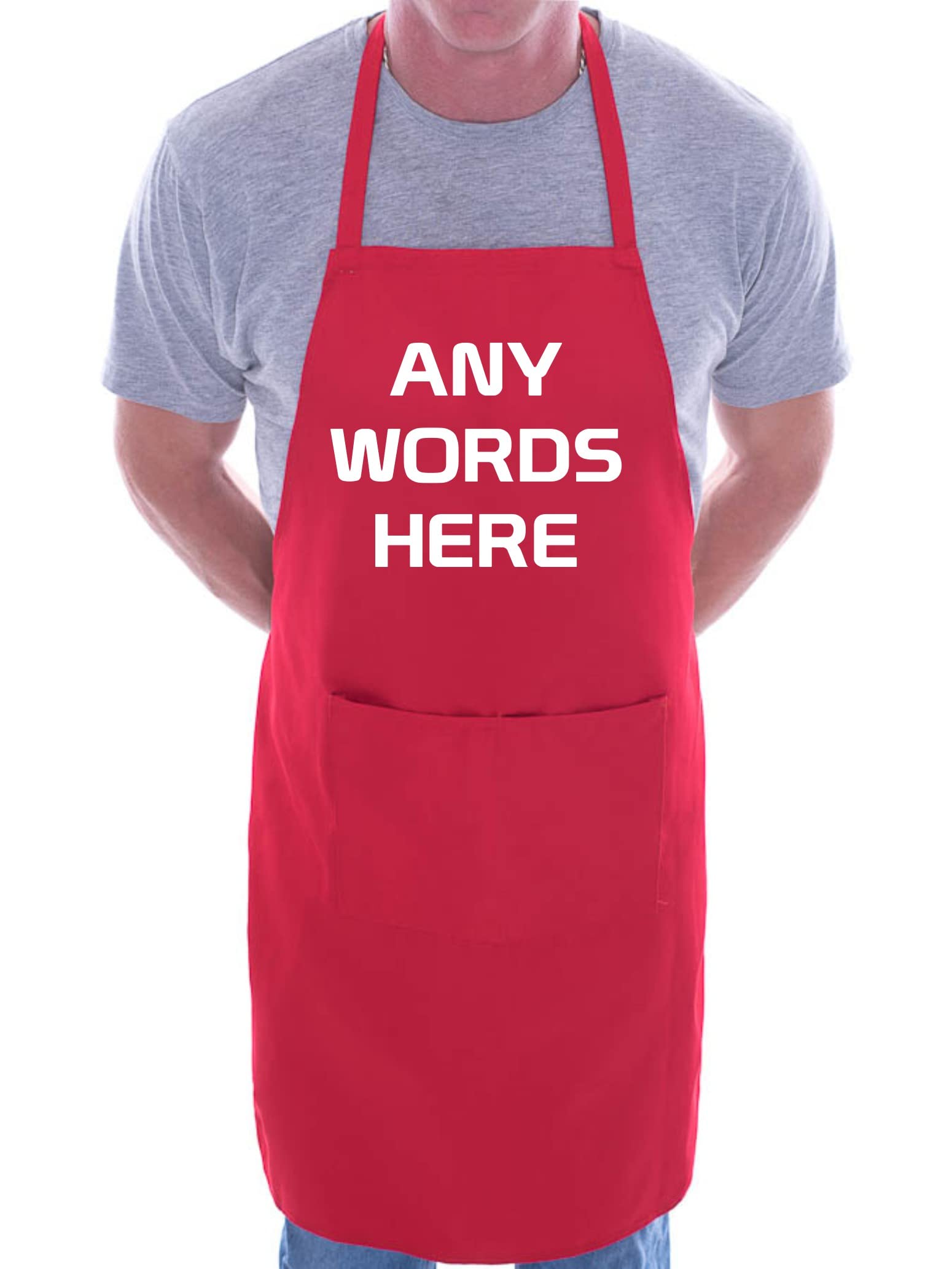 Print4U Personalised Apron Your Text Here Any Words here BBQ Cooking Red