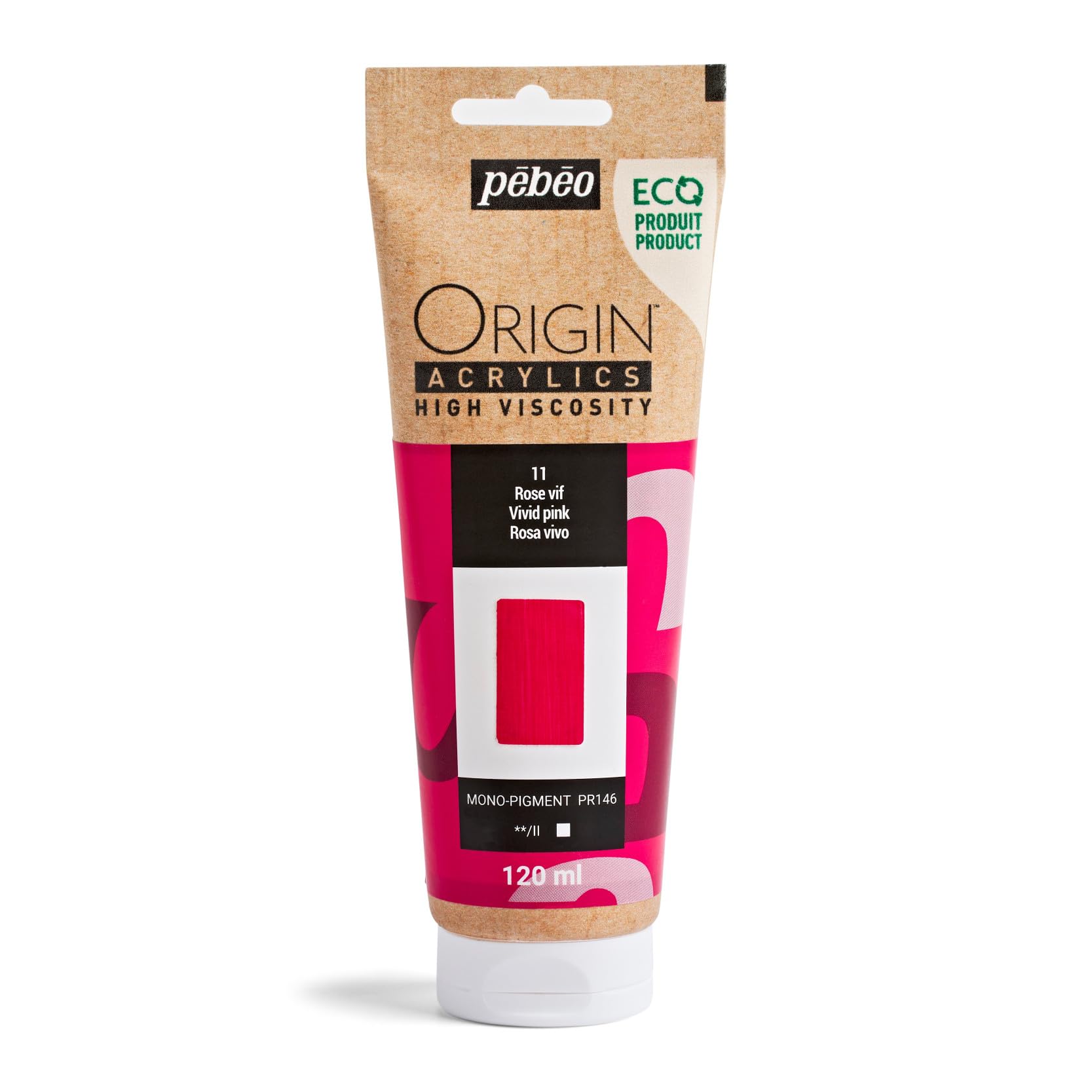 PEBEO - Origin Acrylics 120 ml - Eco-designed Acrylic Paint - High Viscosity - Matt Finish - 100% Recycled Binder - 96% European Raw Materials - Vivid Pink