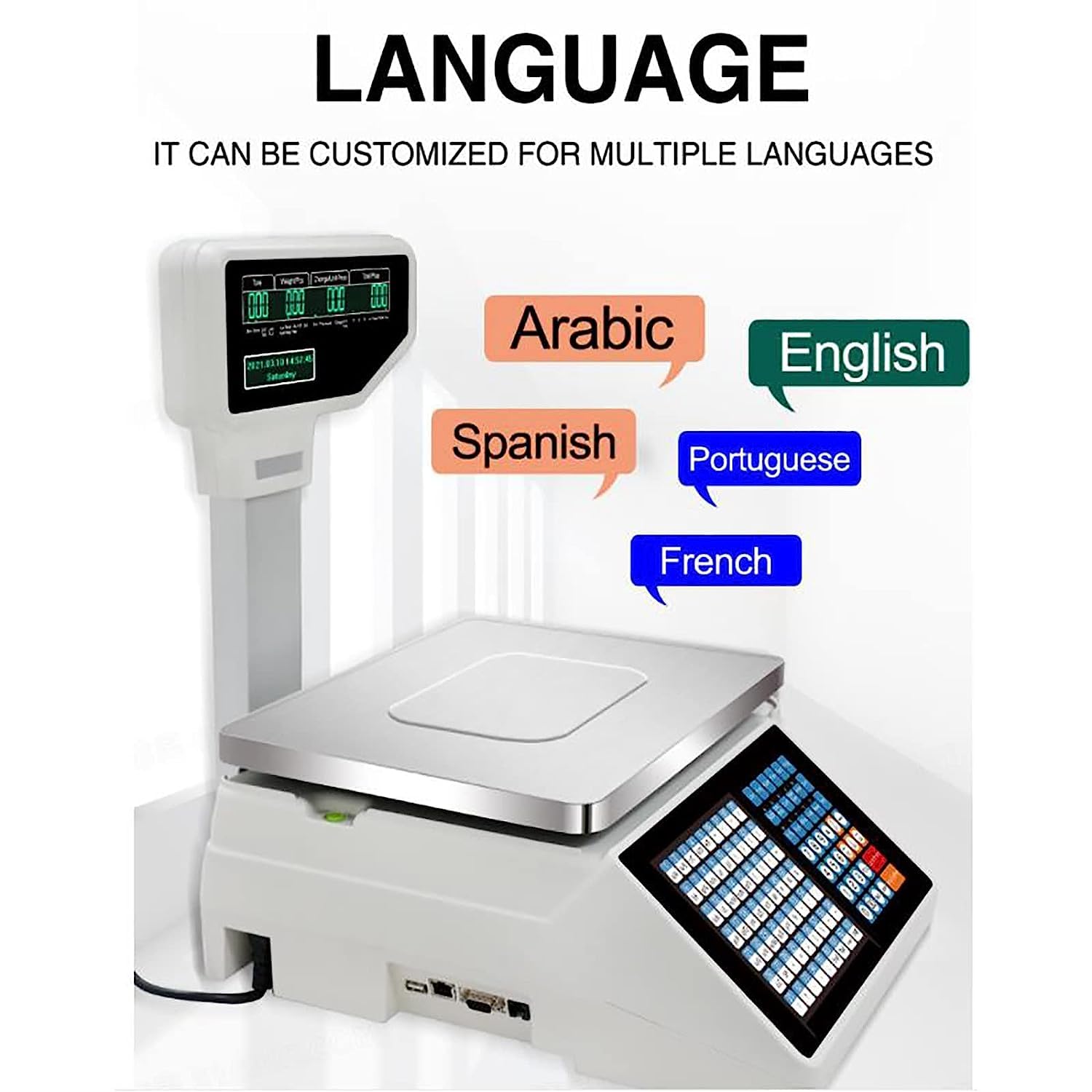 Digital Price Label Printing Scale, Electronic Weight Calculator Barcode Scales, 30kg/66.14 Lbs Capacity, with LCD Display, for Supermarket/Retail Store/Warehouse Weighing
