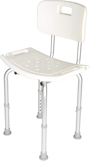 KingSaid Bath Shower Chair Shower Stool with Back Rest Adjustable the Height Portable Medical Healthcare Aid Shower Chair with Back Safety Seat Bathroom Stool Seat Rectangle Bench Armrest for Mobility