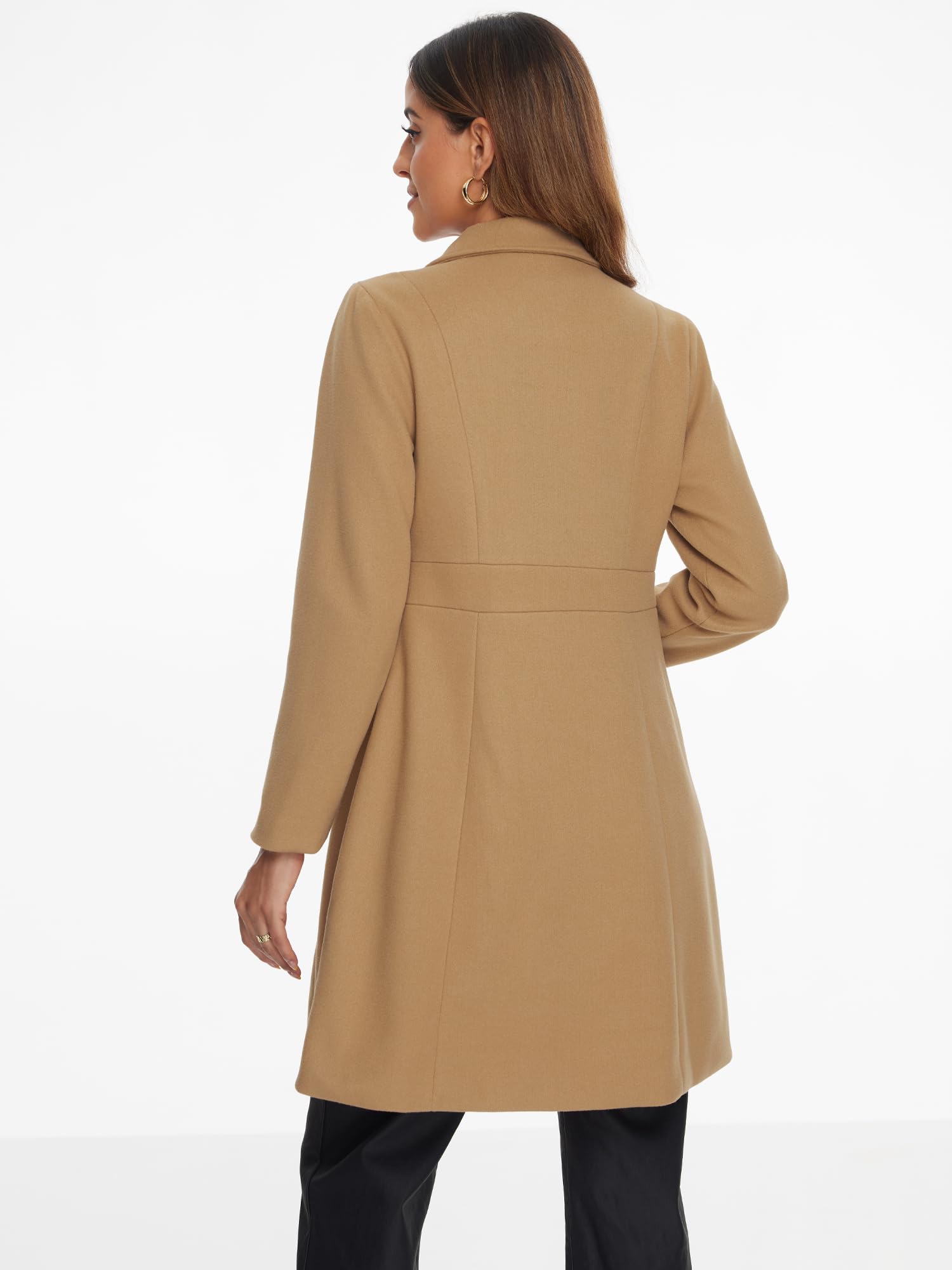 Allegra K Abrigos de solapa para mujer, con botones, botonadura simple, manga larga, elegante abrigo de invierno