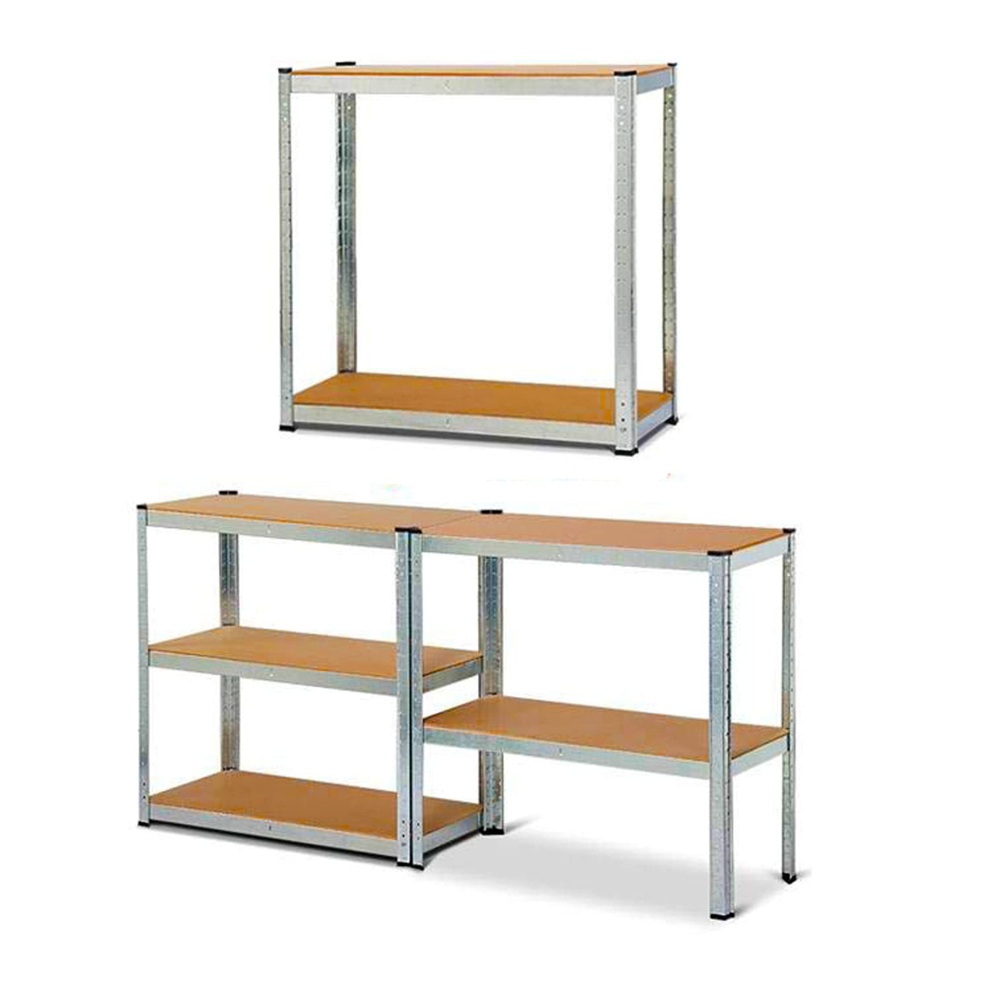 Herzberg HG-8027BLK: Zwart gecoat opbergrek - 5-vaks stellingkast - To
