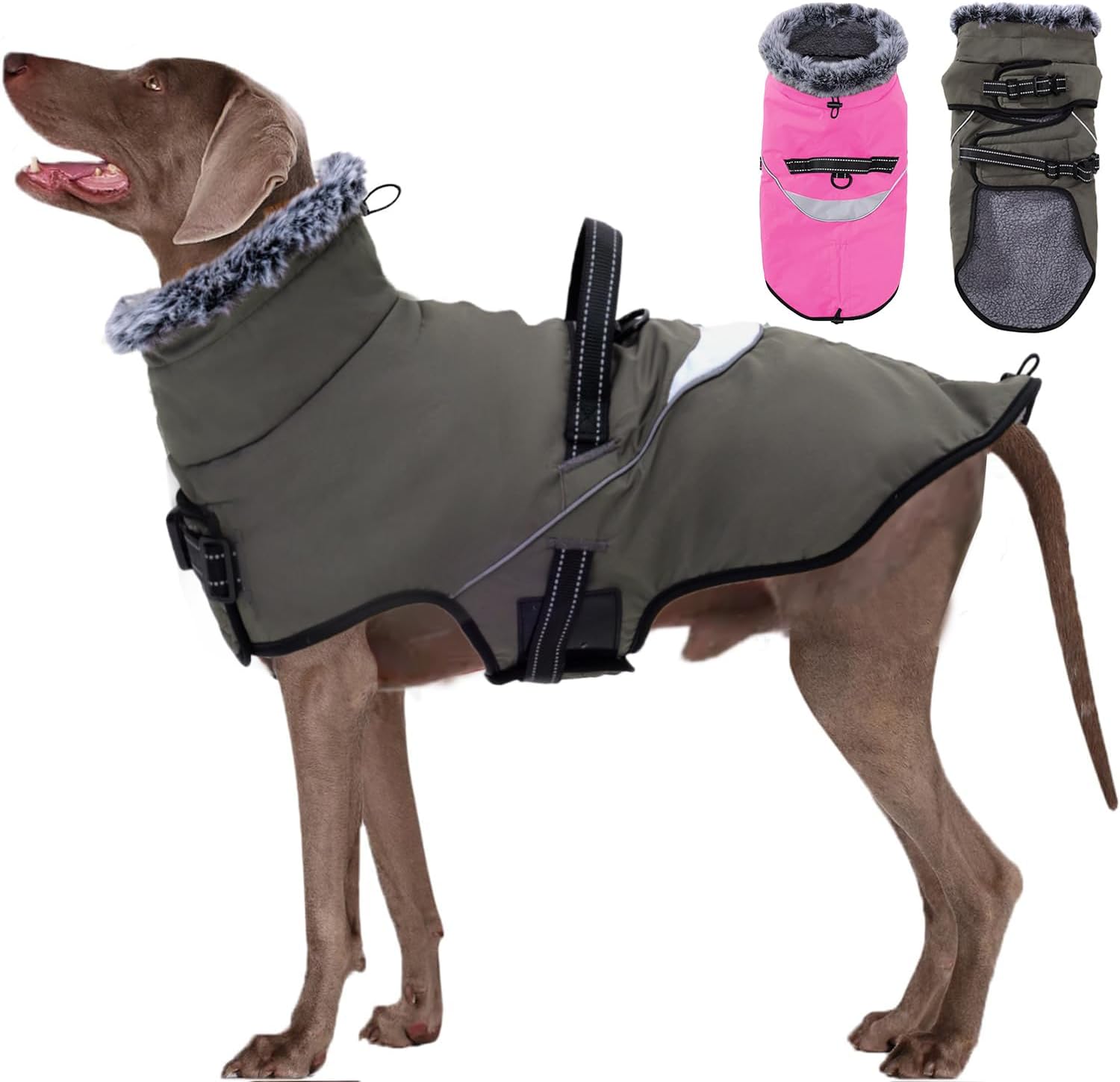 Dociote Hundemantel mit Geschirr Hundejacke für große Hunde Winter