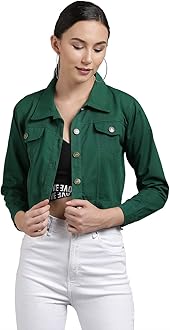 FUNDAY FASHION Women's Cotton Blend Self Design Plain Cotton Standard Length Blouson Jacket