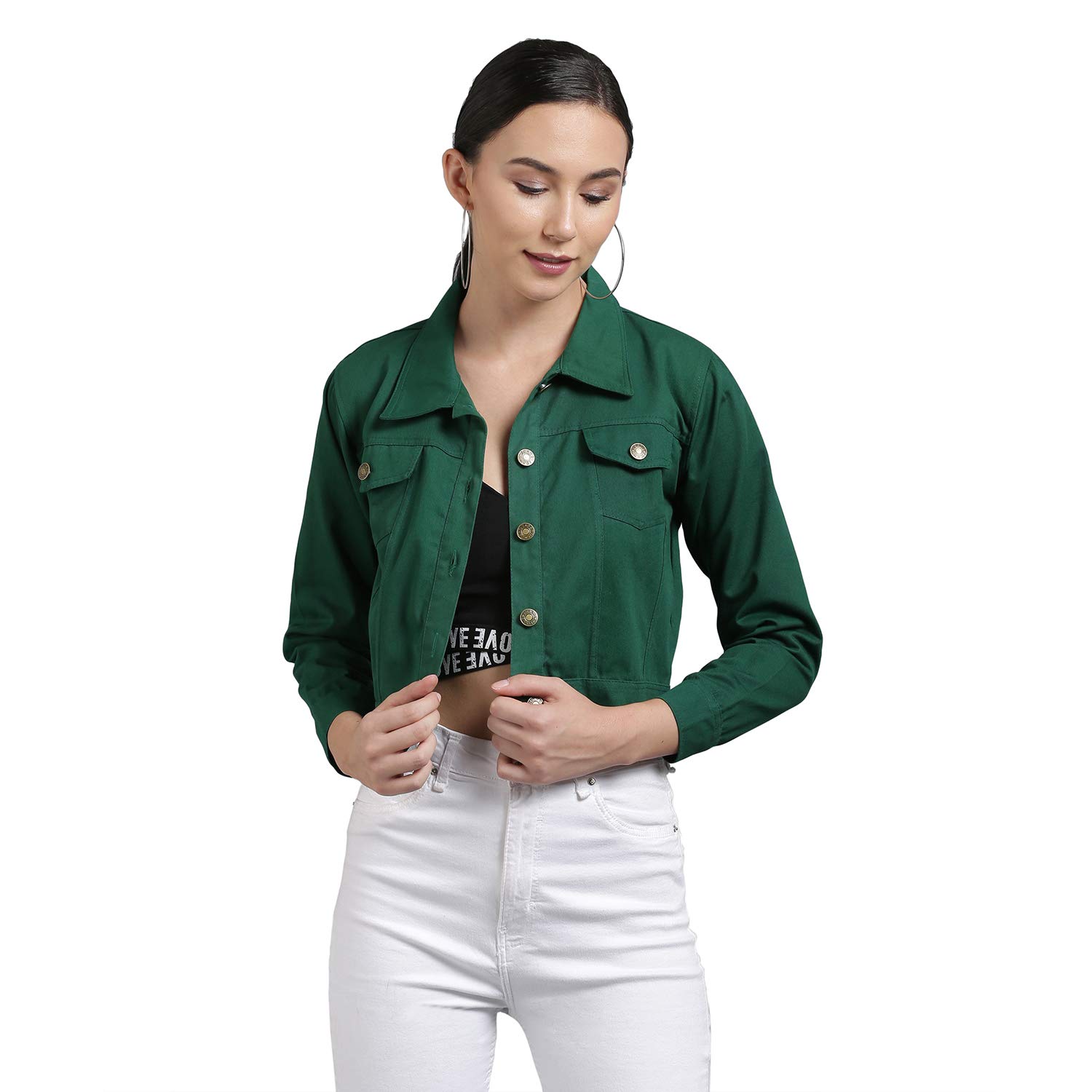 FUNDAY FASHION Women's Cotton Blend Self Design Plain Cotton Standard Length Blouson Jacket