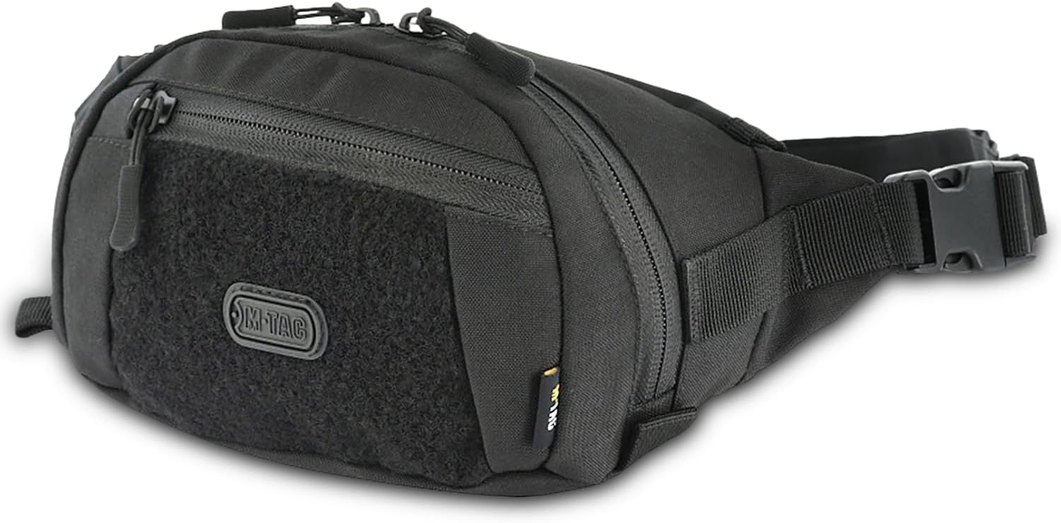 M-Tac Tactical Waist Pack Mens Funny Bag Adjustable Strap (Black, Large)